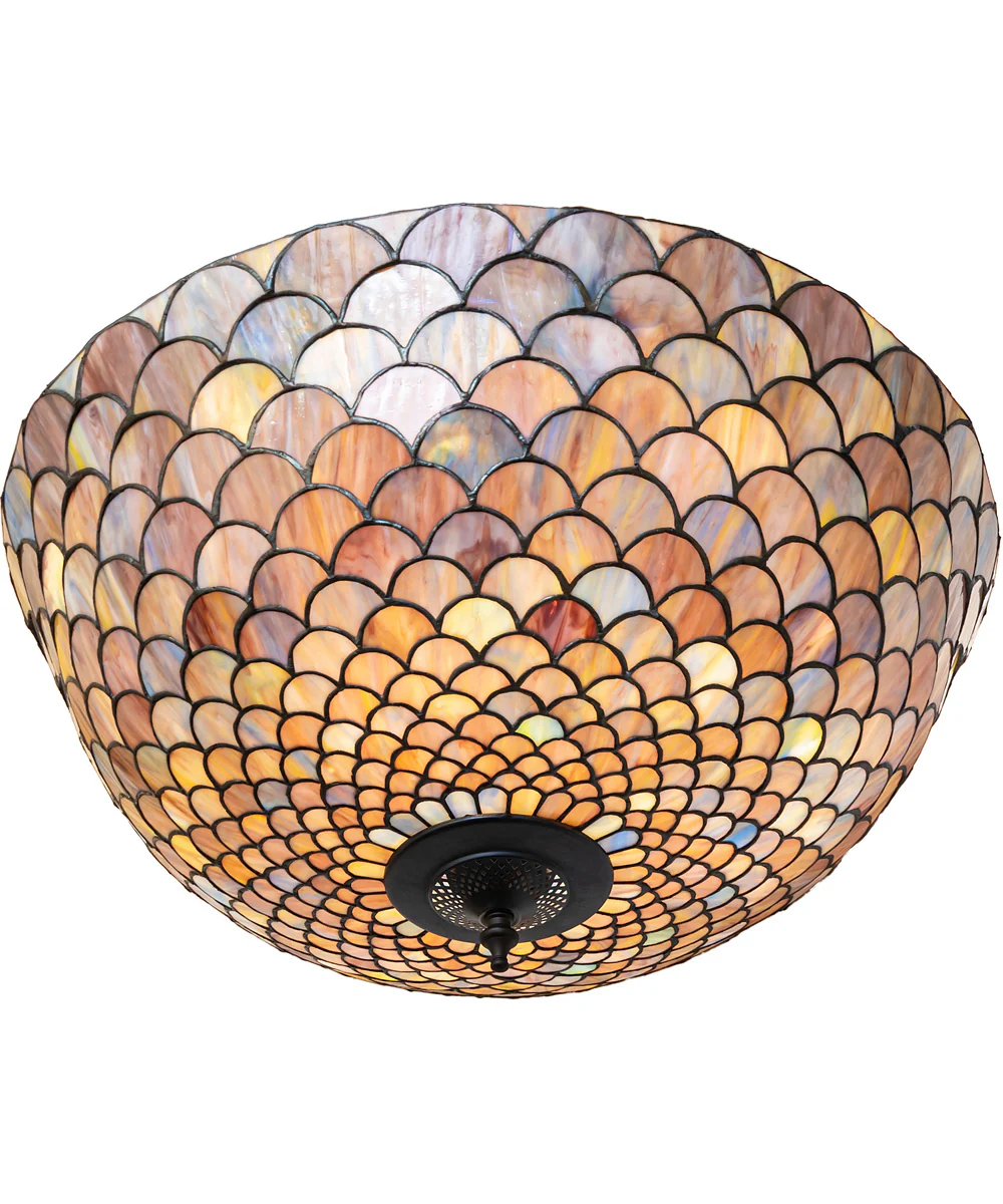 24" Wide Tiffany Fishscale Inverted Semi-Flushmount - Image 5