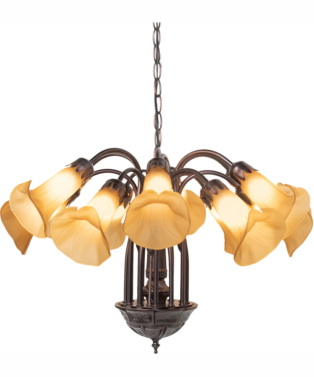 24" Wide Amber Tiffany Pond Lily 12 Light Chandelier - Image 2