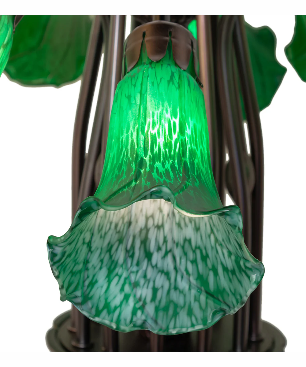 24" Wide Green Tiffany Pond Lily 12 Light Chandelier - Image 4