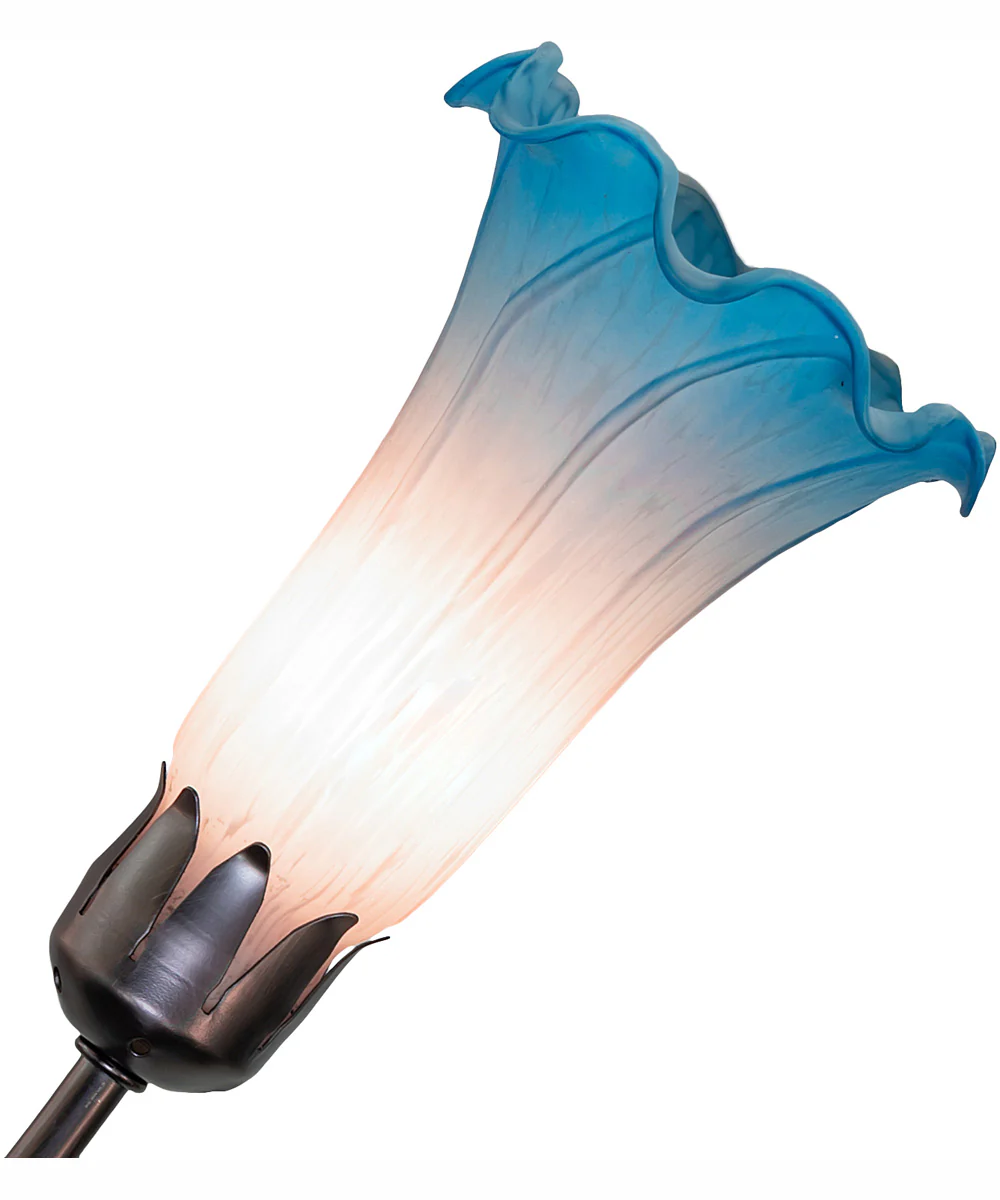 24" Wide Pink/Blue Tiffany Pond Lily 7 Light Chandelier - Image 8