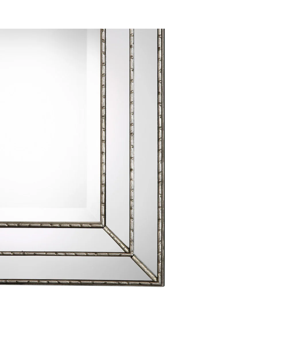 24x34" Wall Mirror Metallic Silver with Groove Texture - Image 4