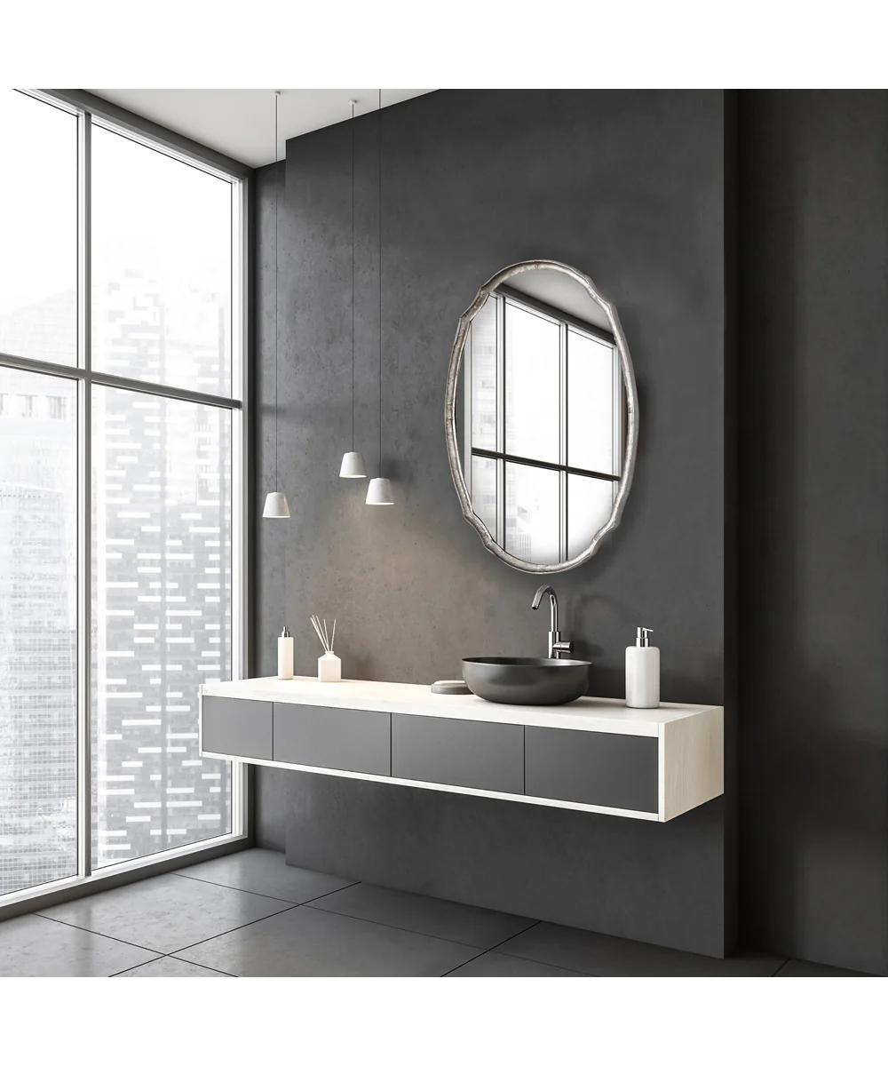 24x36" Wall Mirror in Hammered Silver - Image 2