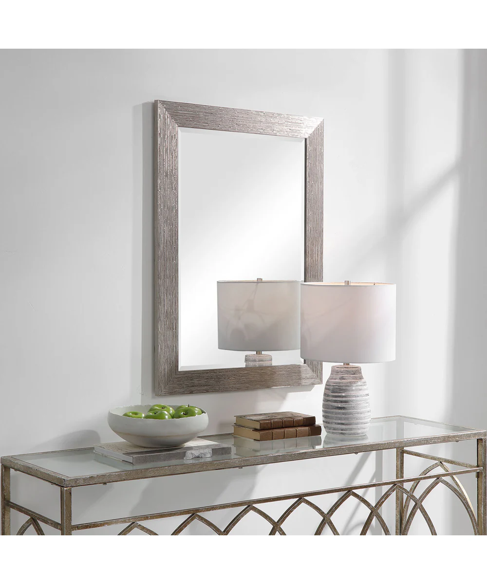 26x36" Wall Mirror Slightly Raised in Silver Tones - Image 2