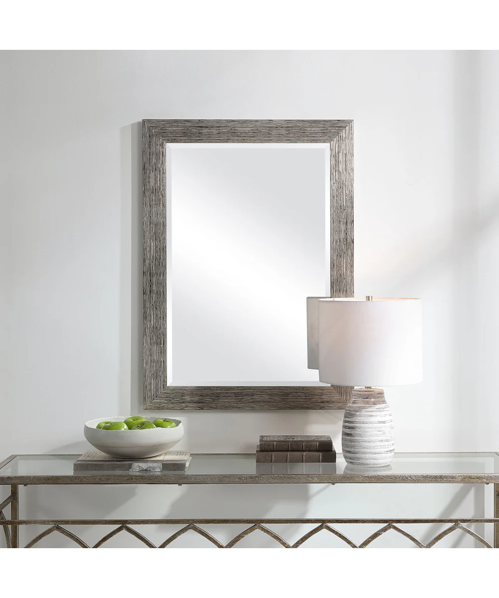 26x36" Wall Mirror Slightly Raised in Silver Tones - Image 8