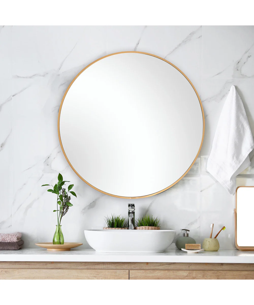34x34" Wall Mirror in Brushed Gold - Image 2