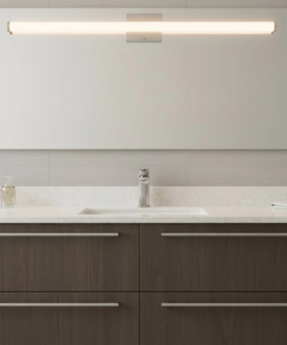 36"W 1-Light LED Round Linear Bath Vanity Light Fixture Brushed Nickel Finish - Image 2