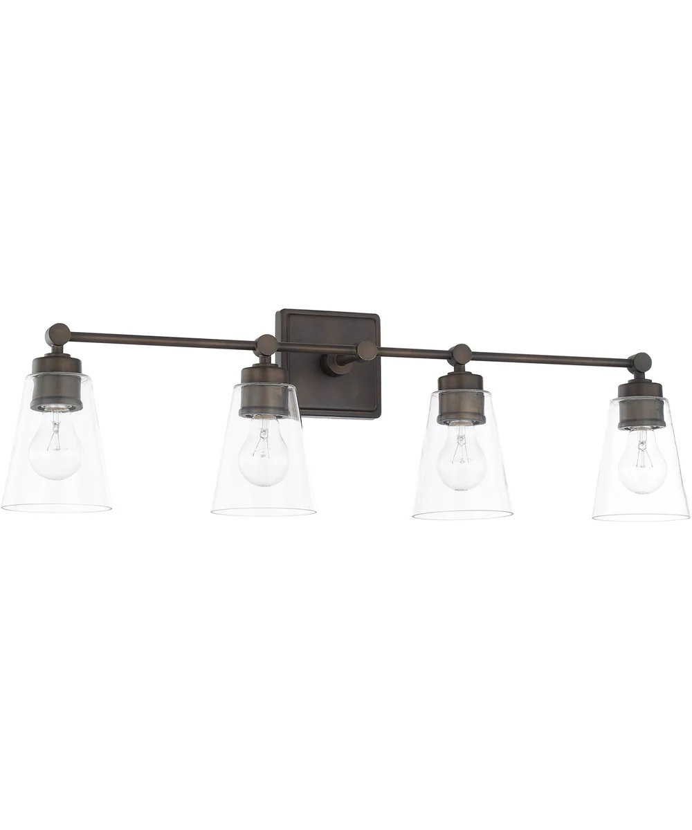 4-Light Vanity In Old Bronze With Clear Glass