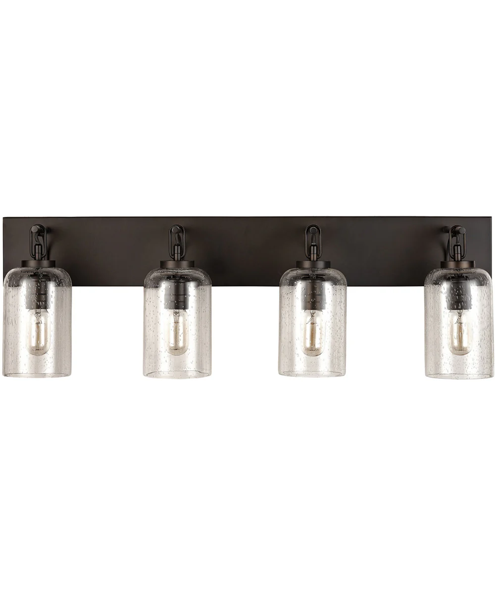 4-Light Vanity In Old Bronze With Clear Seeded Glass