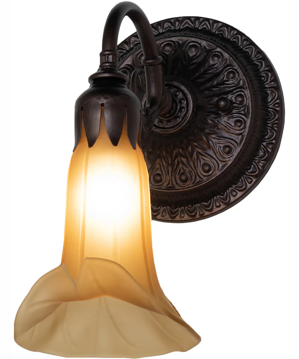 5.5" Wide Amber Tiffany Pond Lily Wall Sconce