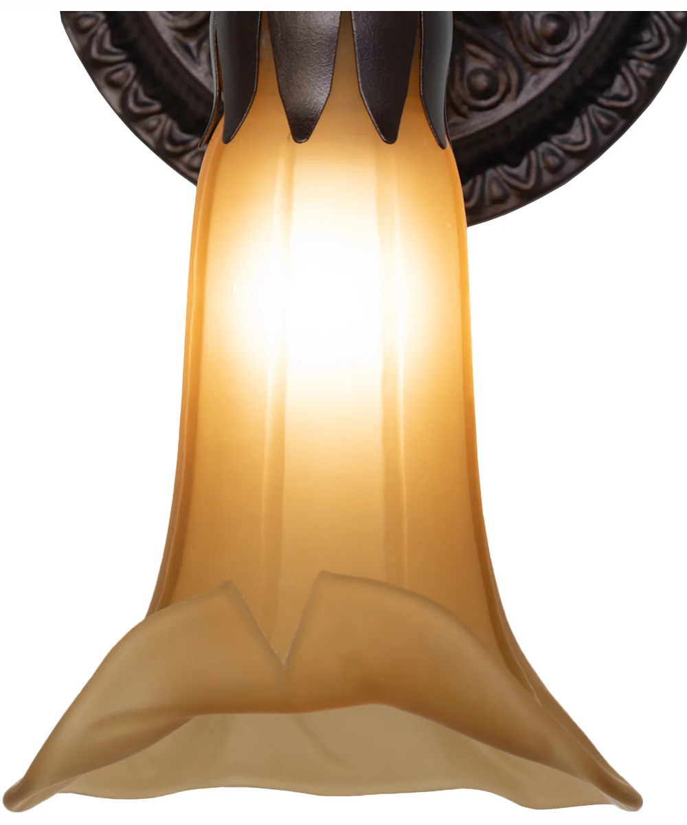 5.5" Wide Amber Tiffany Pond Lily Wall Sconce - Image 4