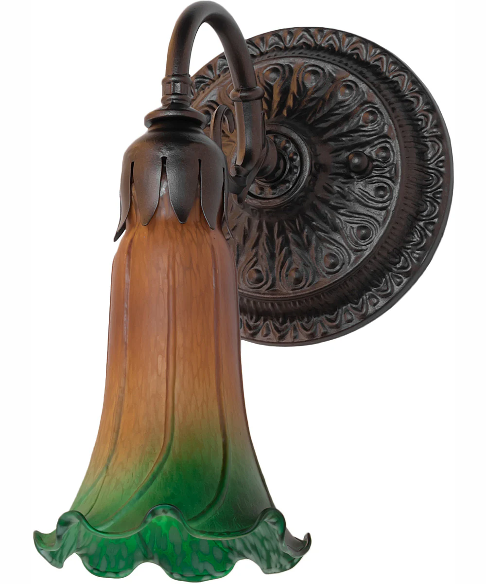 5.5" Wide Amber/Green Tiffany Pond Lily Wall Sconce - Image 3