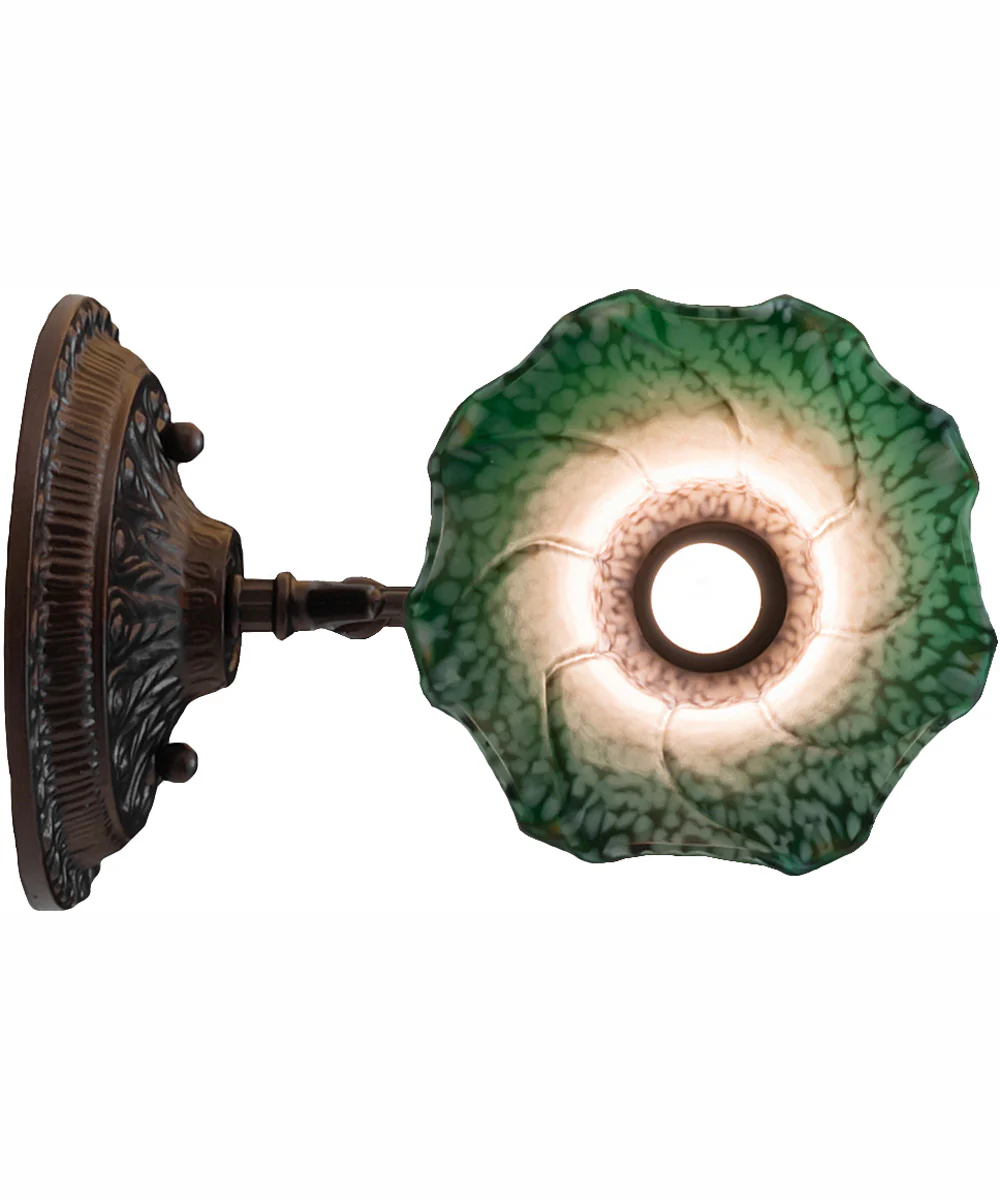 5.5" Wide Amber/Green Tiffany Pond Lily Wall Sconce - Image 7