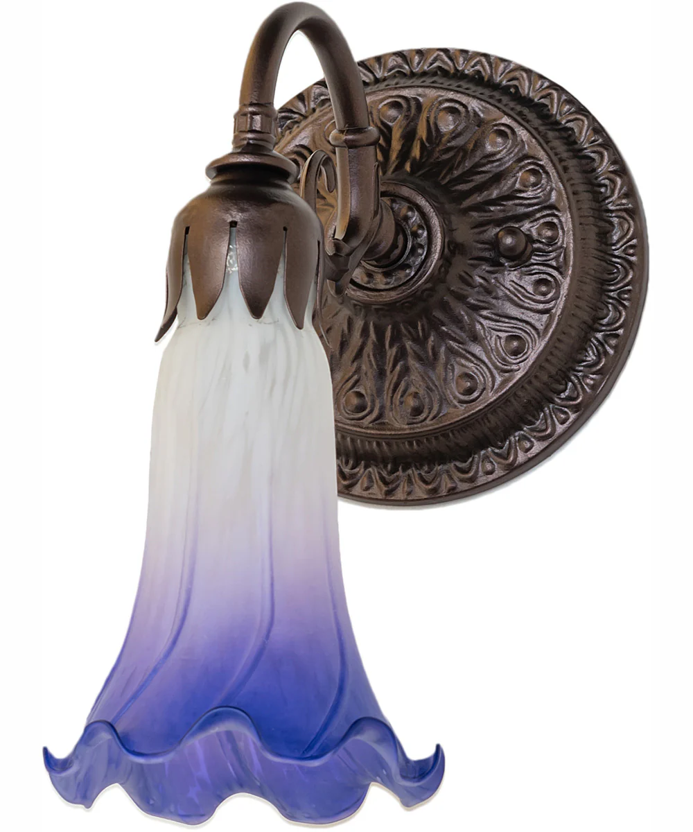 5.5" Wide Blue/White Tiffany Pond Lily Wall Sconce - Image 3