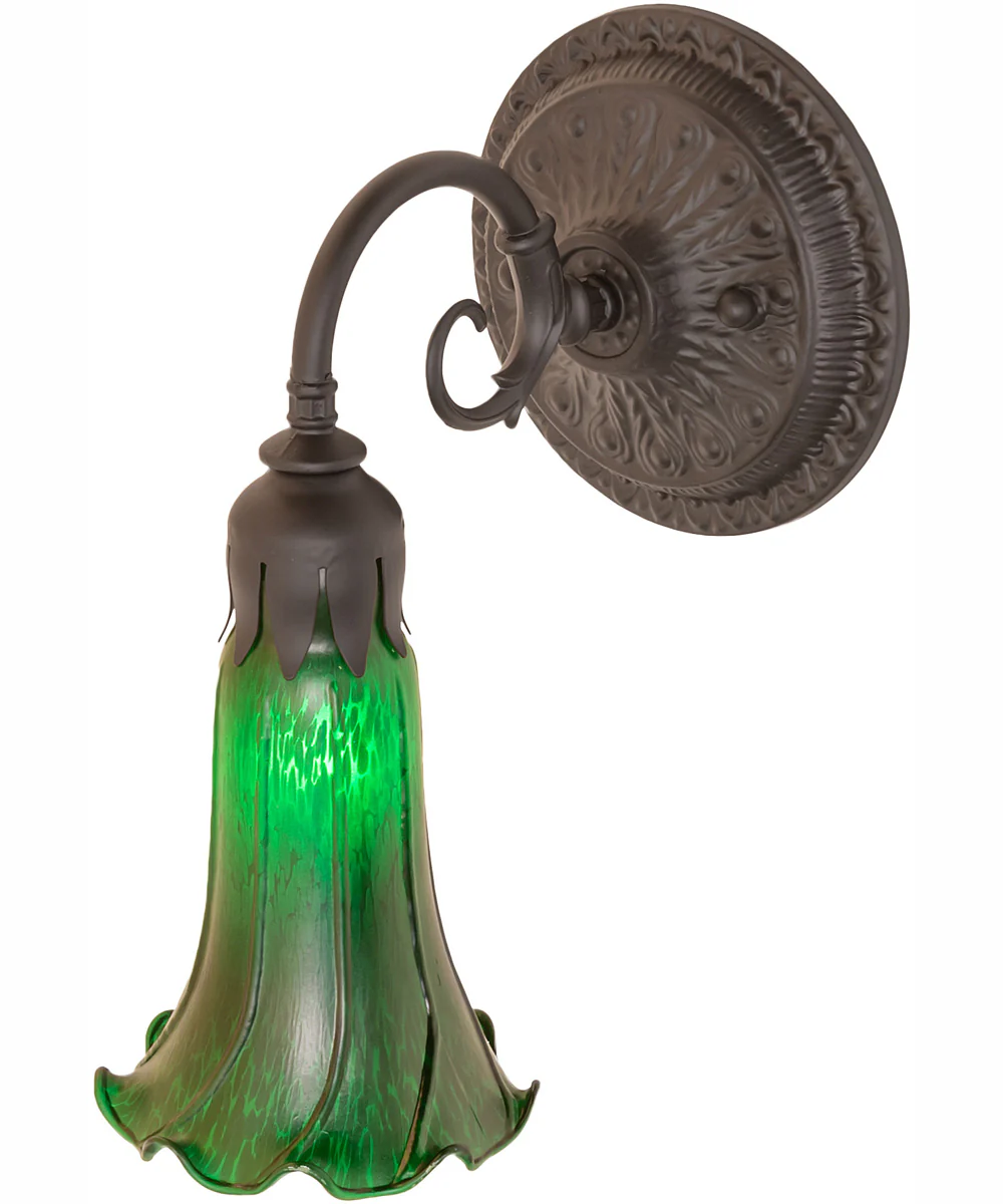 5.5" Wide Green Tiffany Pond Lily Wall Sconce - Image 4