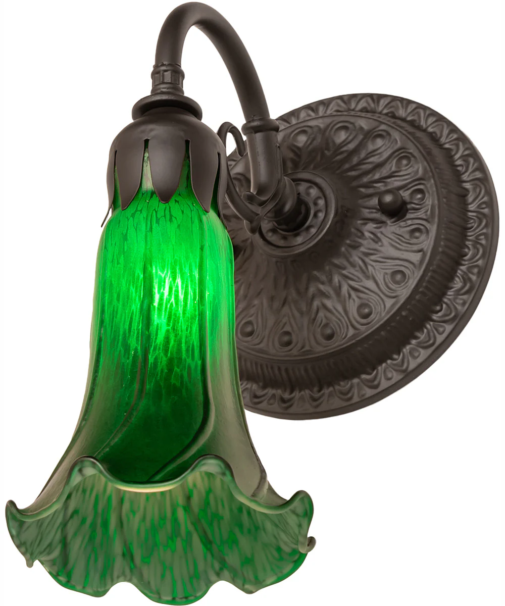5.5" Wide Green Tiffany Pond Lily Wall Sconce - Image 6