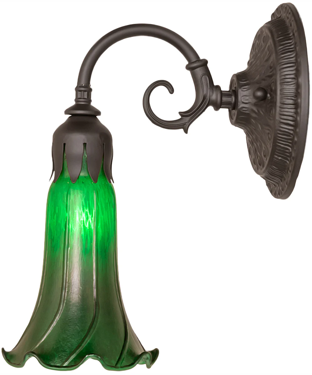 5.5" Wide Green Tiffany Pond Lily Wall Sconce - Image 7