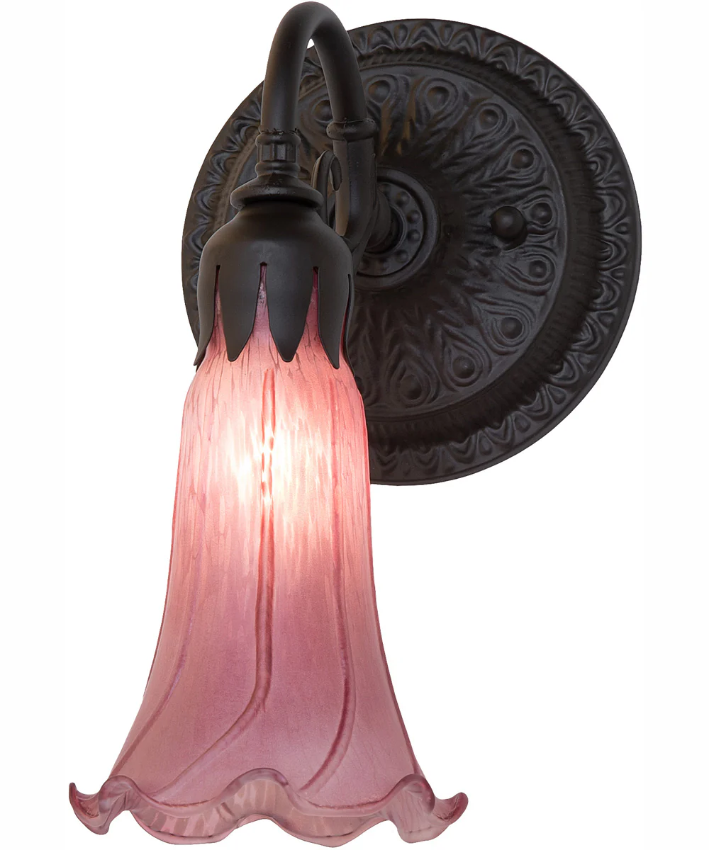 5.5" Wide Lavender Tiffany Pond Lily Wall Sconce - Image 2