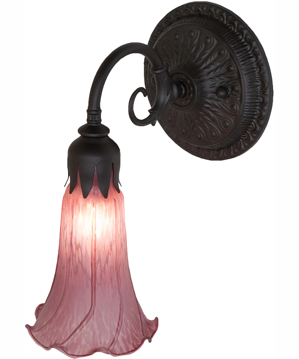 5.5" Wide Lavender Tiffany Pond Lily Wall Sconce - Image 4
