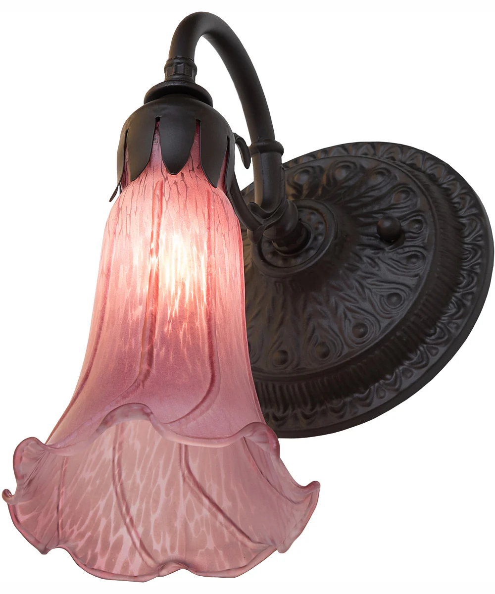 5.5" Wide Lavender Tiffany Pond Lily Wall Sconce - Image 6