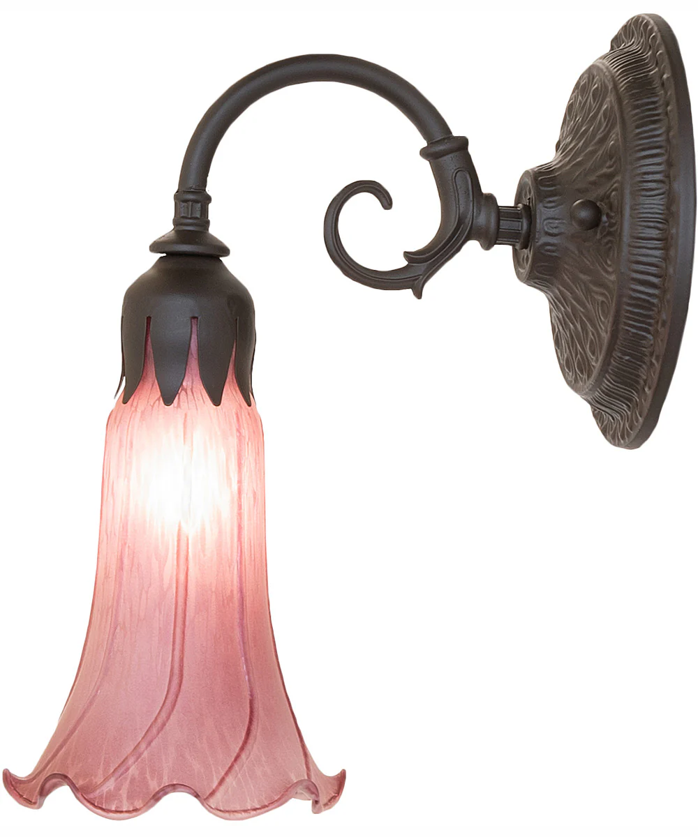 5.5" Wide Lavender Tiffany Pond Lily Wall Sconce - Image 7