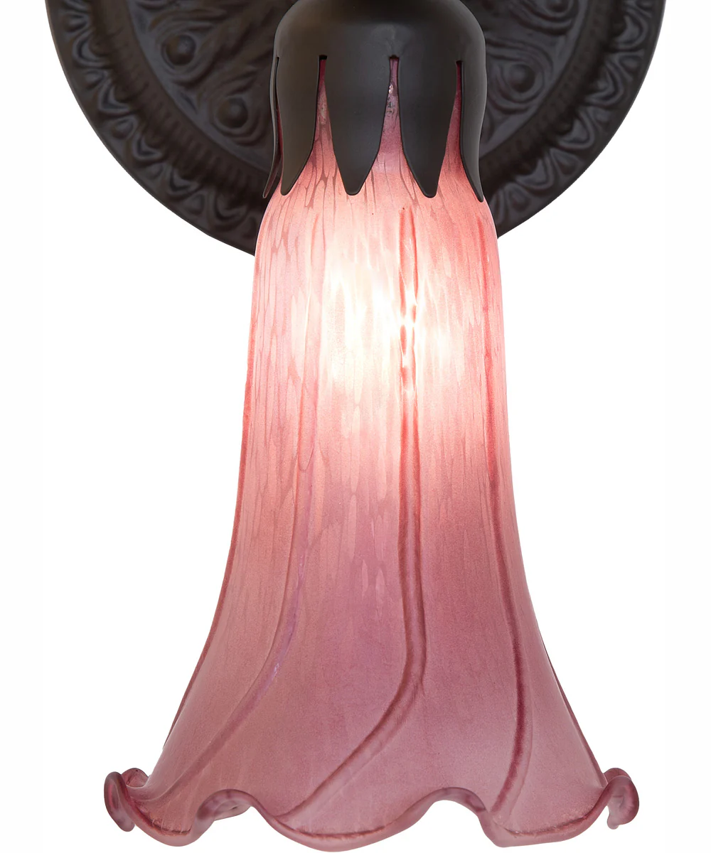 5.5" Wide Lavender Tiffany Pond Lily Wall Sconce - Image 8