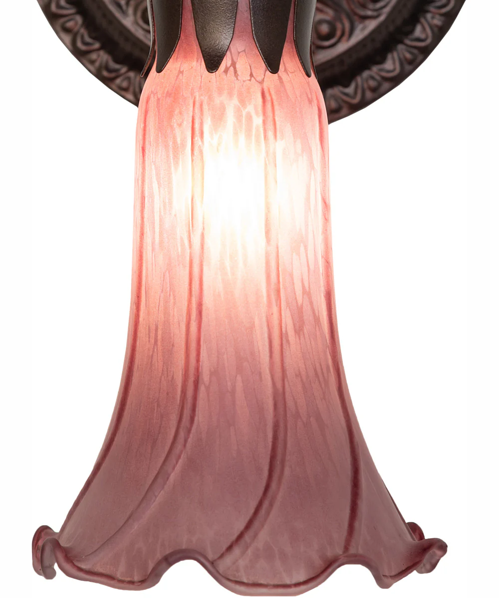 5.5" Wide Lavender Tiffany Pond Lily Wall Sconce - Image 4