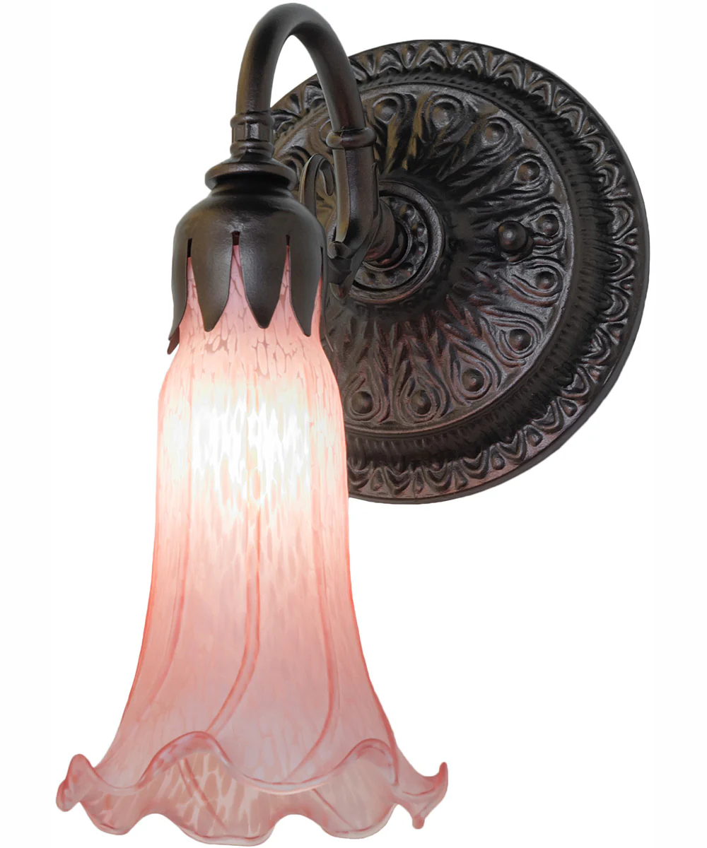 5.5" Wide Pink Tiffany Pond Lily Wall Sconce - Image 2