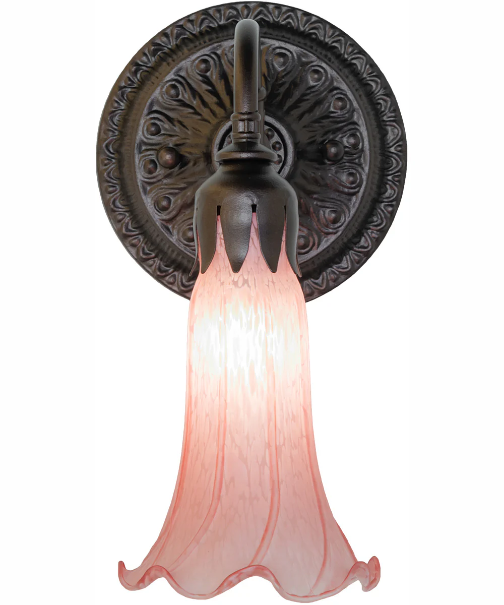 5.5" Wide Pink Tiffany Pond Lily Wall Sconce - Image 5