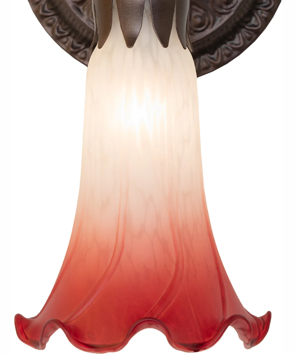5.5" Wide Pink/White Tiffany Pond Lily Wall Sconce - Image 4