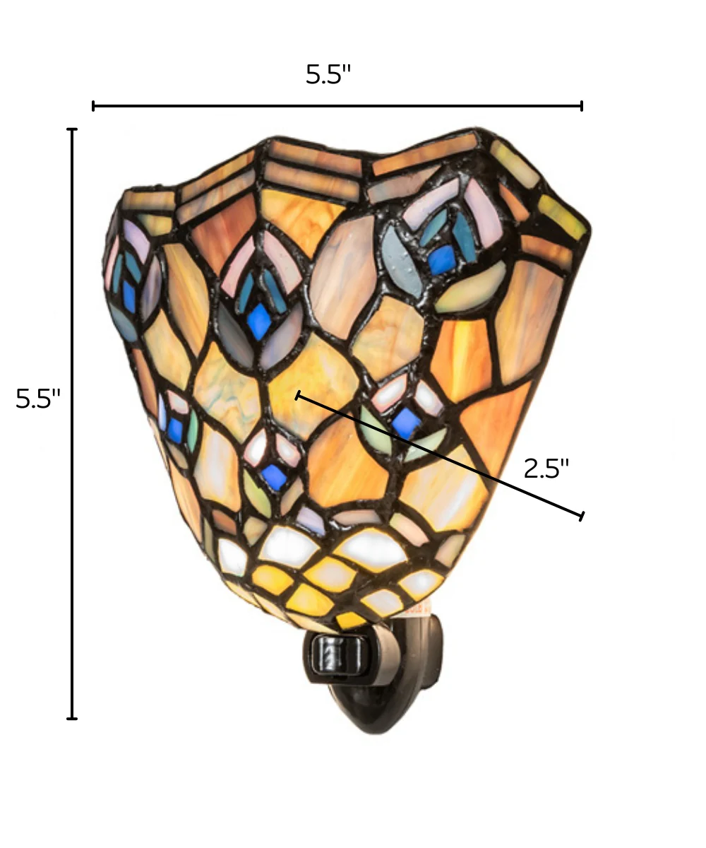 5.5" Wide Tiffany Peacock Feather Night Light - Image 3