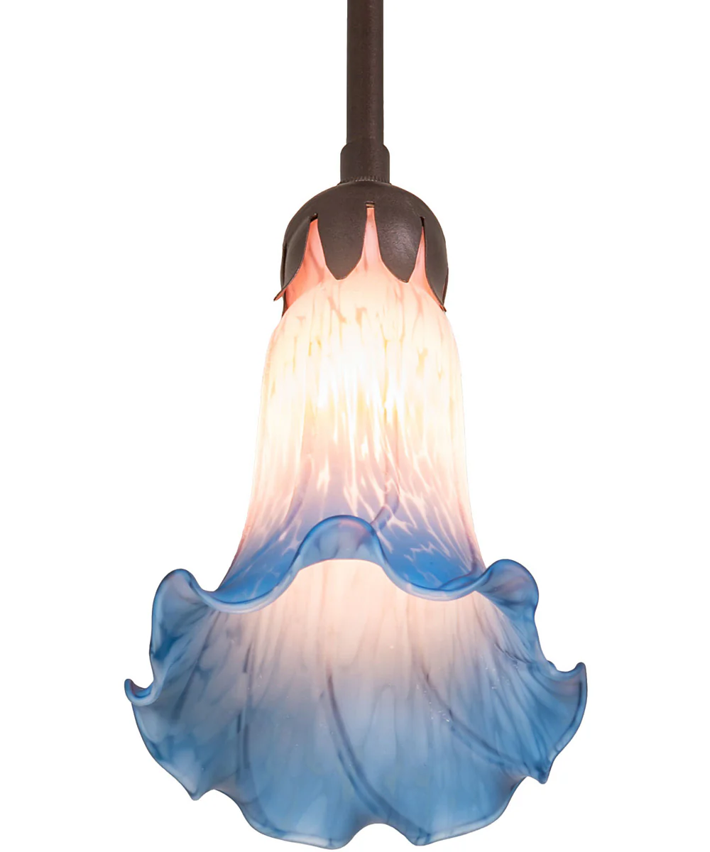 5" Wide Pink/Blue Tiffany Pond Lily Mini Pendant - Image 5