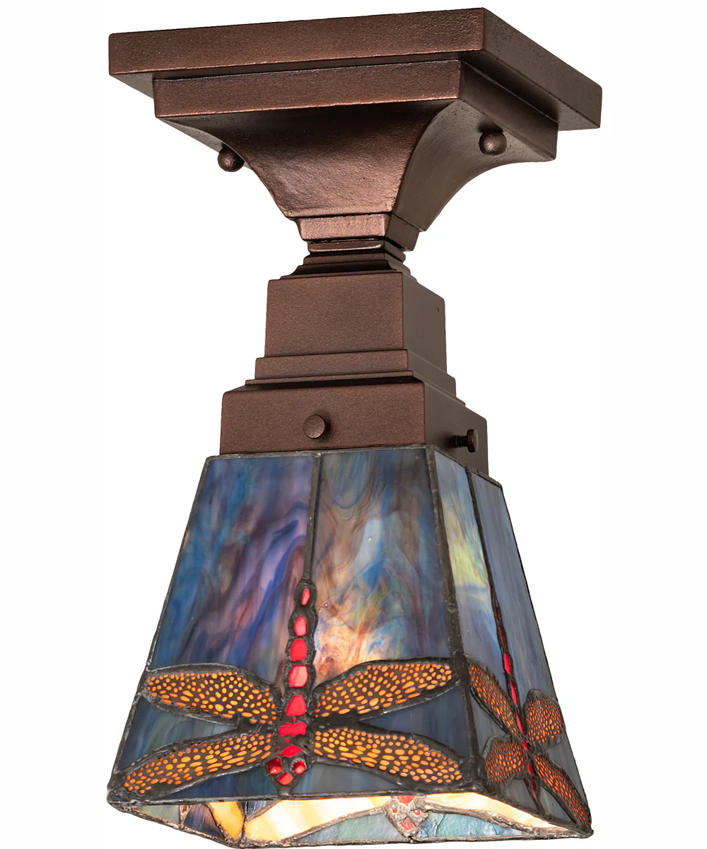 5" Square Prairie Dragonfly Flushmount - Image 2