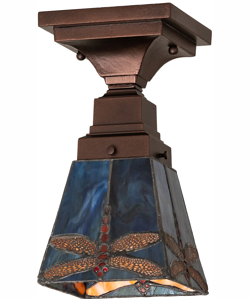 5" Square Prairie Dragonfly Flushmount - Image 3