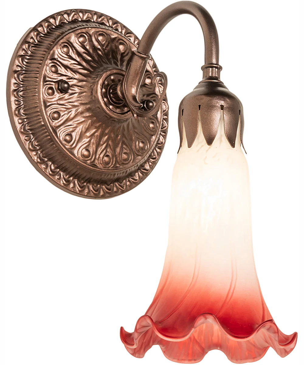 5" Wide Pink/White Pond Lily Victorian Wall Sconce - Image 2