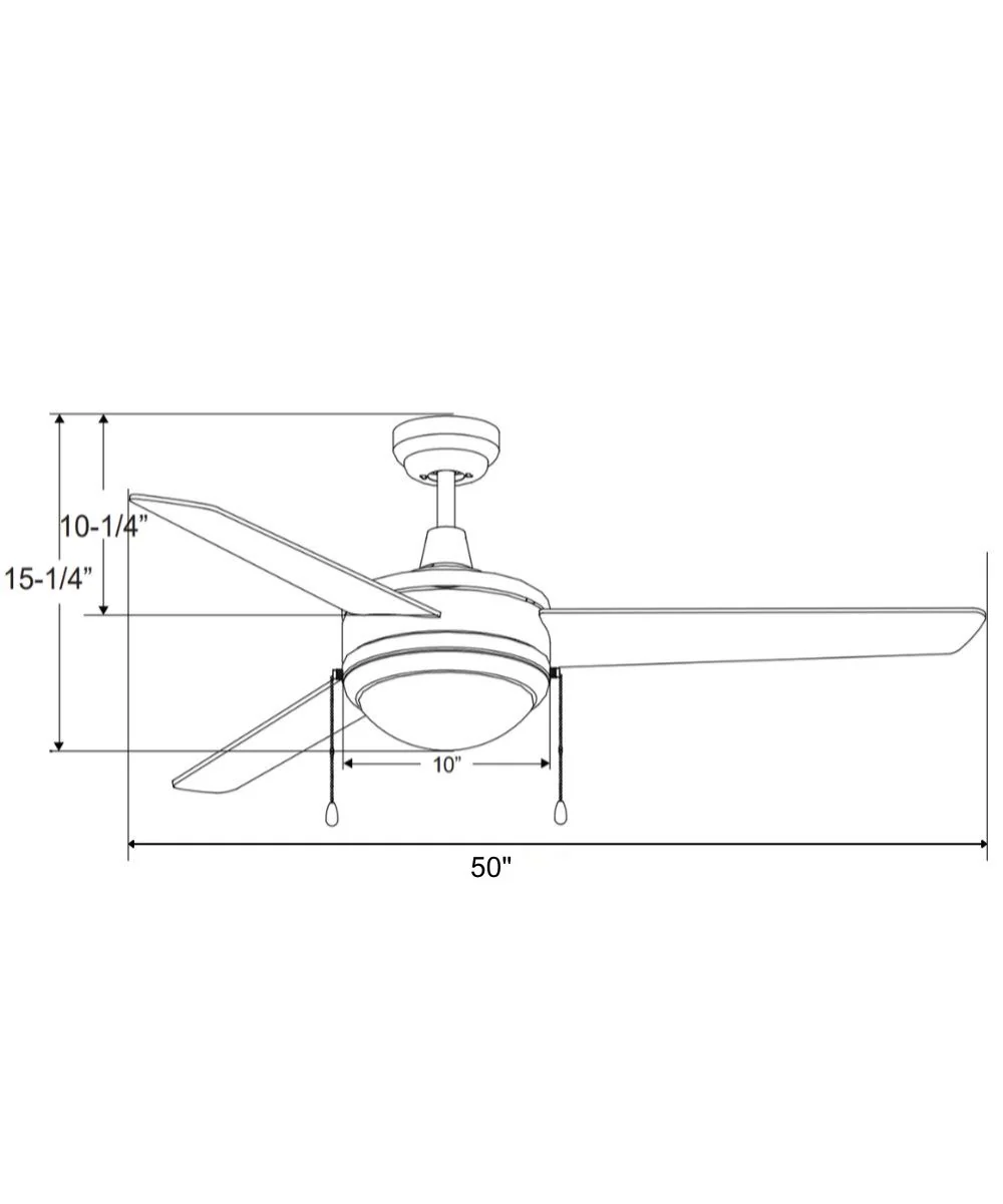 50" Contempo 3-Blade Ceiling Fan Oil Rubbed Bronze Finish with Integrated LED Light - Image 4