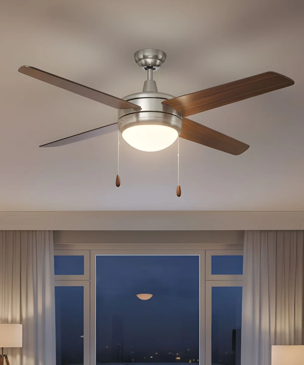50" Europa 4-Blade Ceiling Fan Brushed Nickel Motor Finish and Walnut Blade Finish with Integrated LED Light - Image 3