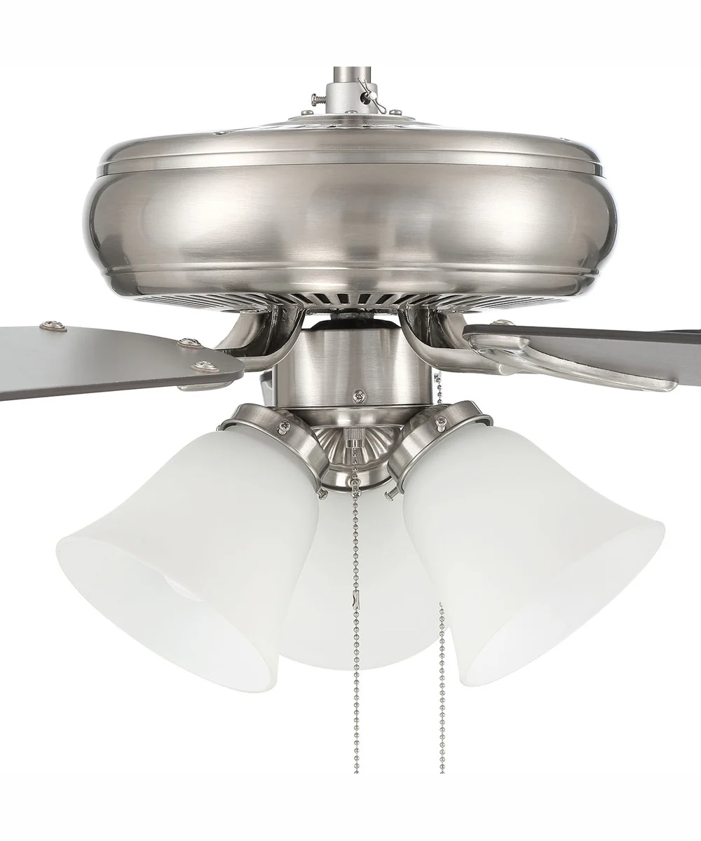 52" Decorator's Choice 3-Light Ceiling Fan Brushed Polished Nickel - Image 6
