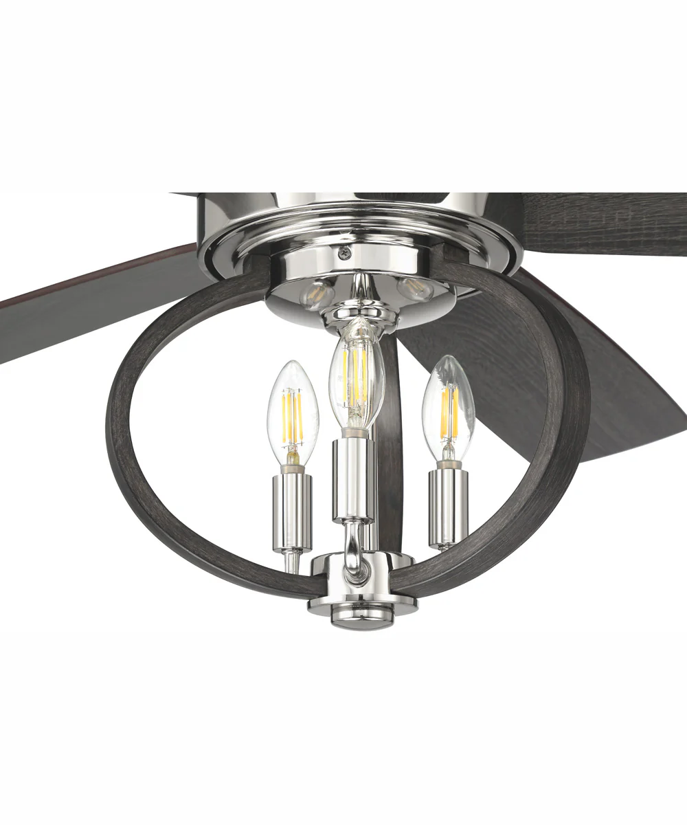 52" Reese 3-Light Ceiling Fan Polished Nickel - Image 6