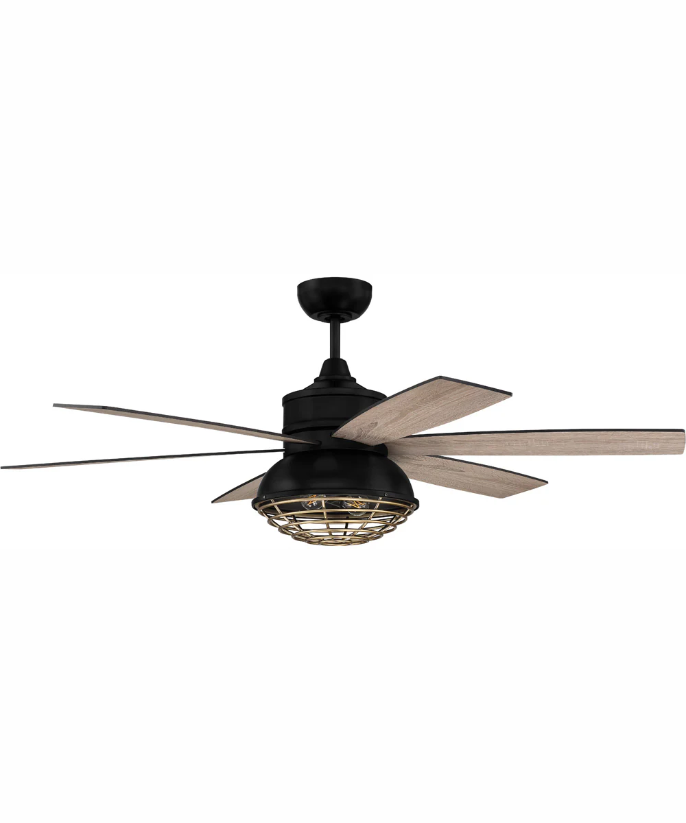 52" Rugged 2-Light Indoor/Outdoor Ceiling Fan Flat Black/Satin Brass - Image 3