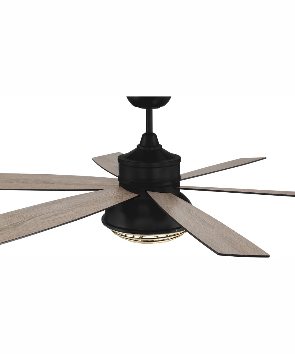 52" Rugged 2-Light Indoor/Outdoor Ceiling Fan Flat Black/Satin Brass - Image 6