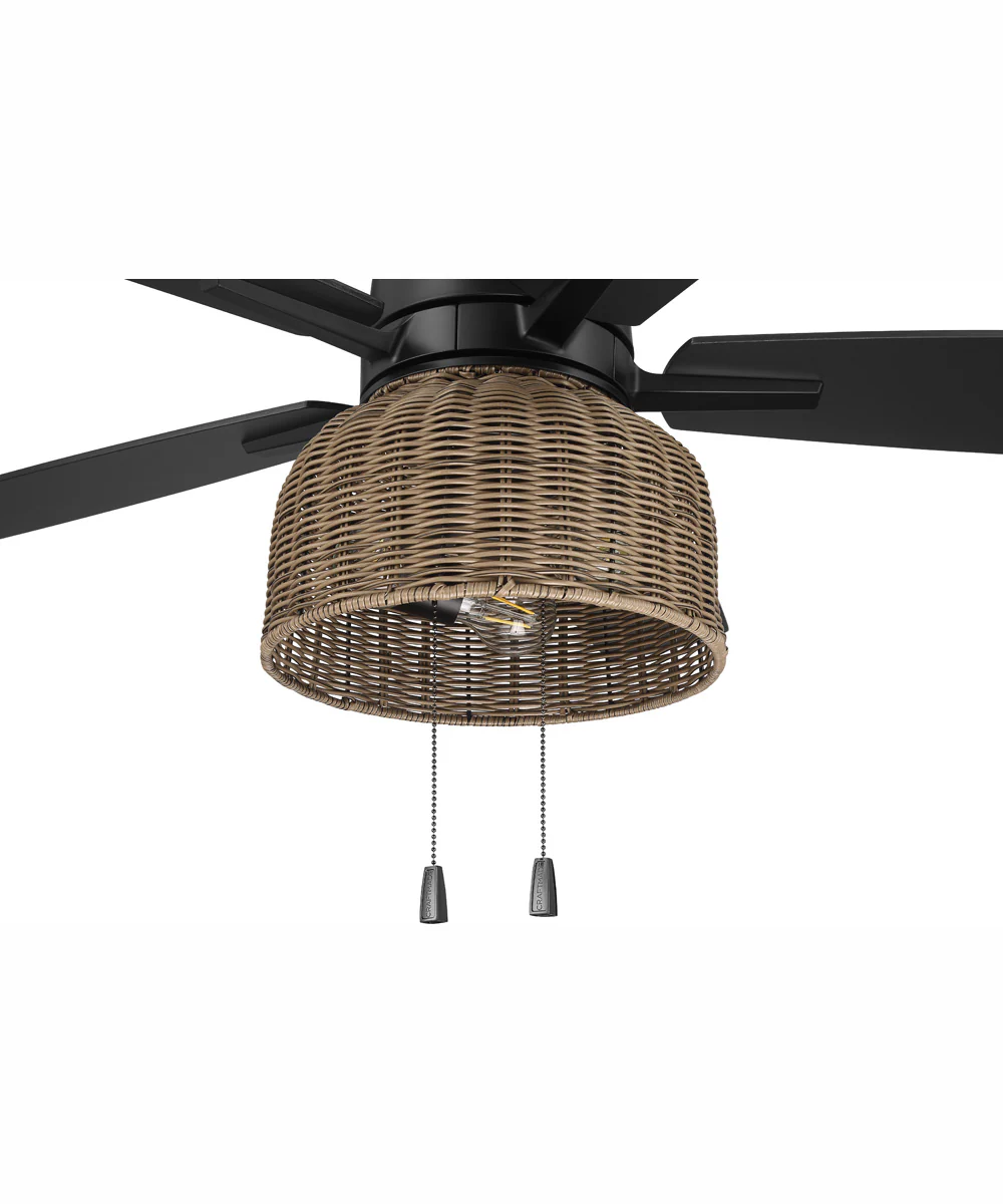 52" Woven 3-Light Indoor/Outdoor Ceiling Fan Flat Black - Image 8