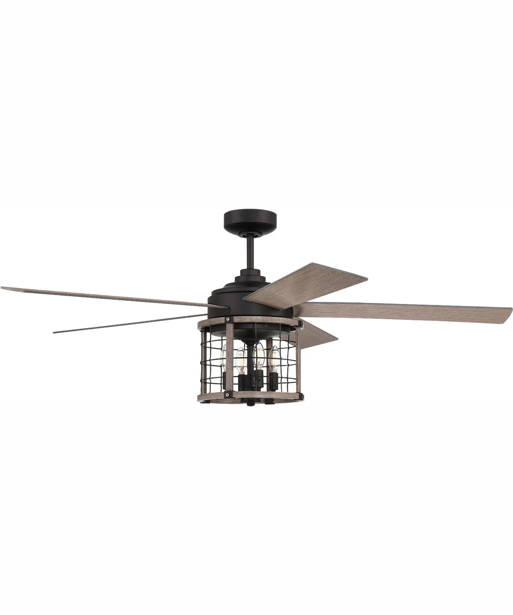 56" Nicolas 4-Light Ceiling Fan Flat Black/Light Wenge - Image 2
