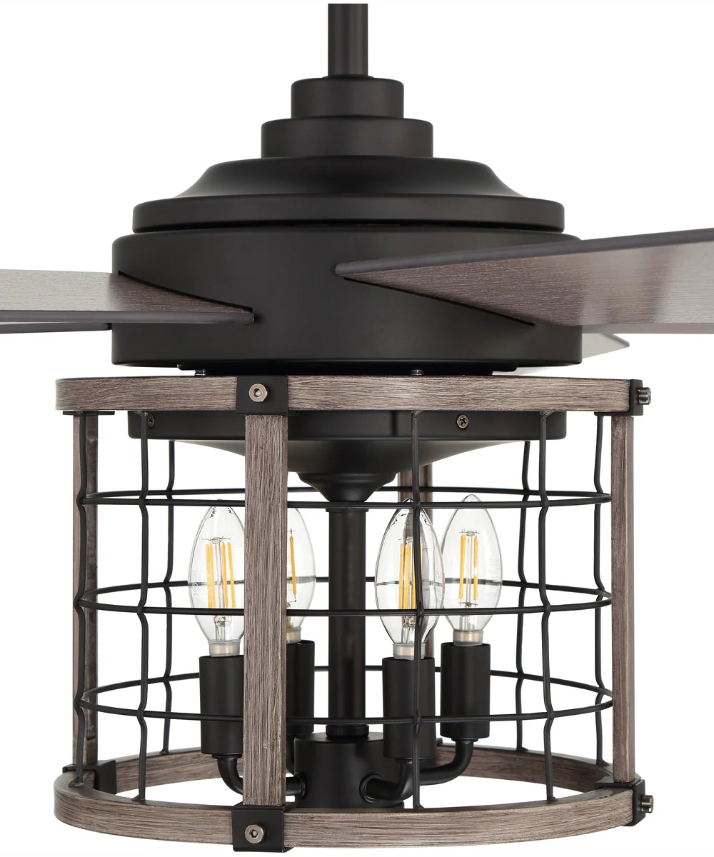 56" Nicolas 4-Light Ceiling Fan Flat Black/Light Wenge - Image 3