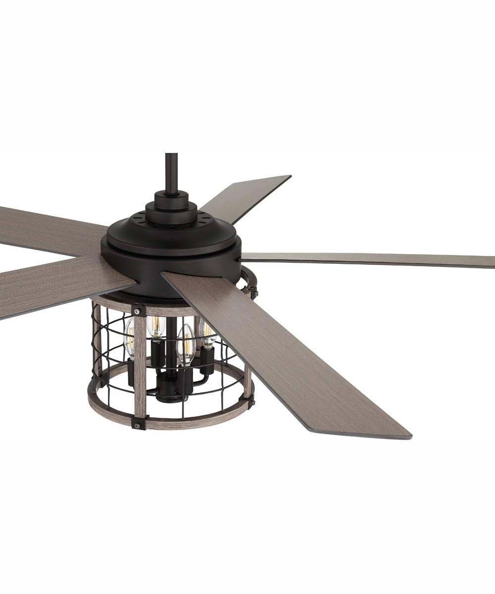 56" Nicolas 4-Light Ceiling Fan Flat Black/Light Wenge - Image 4