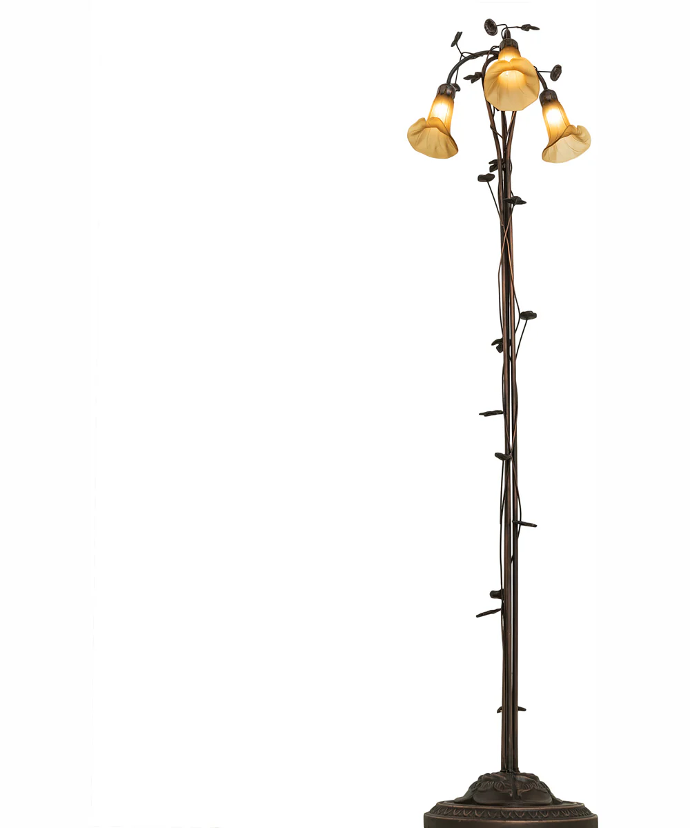 58" High Amber Tiffany Pond Lily 3 Light Floor Lamp - Image 6