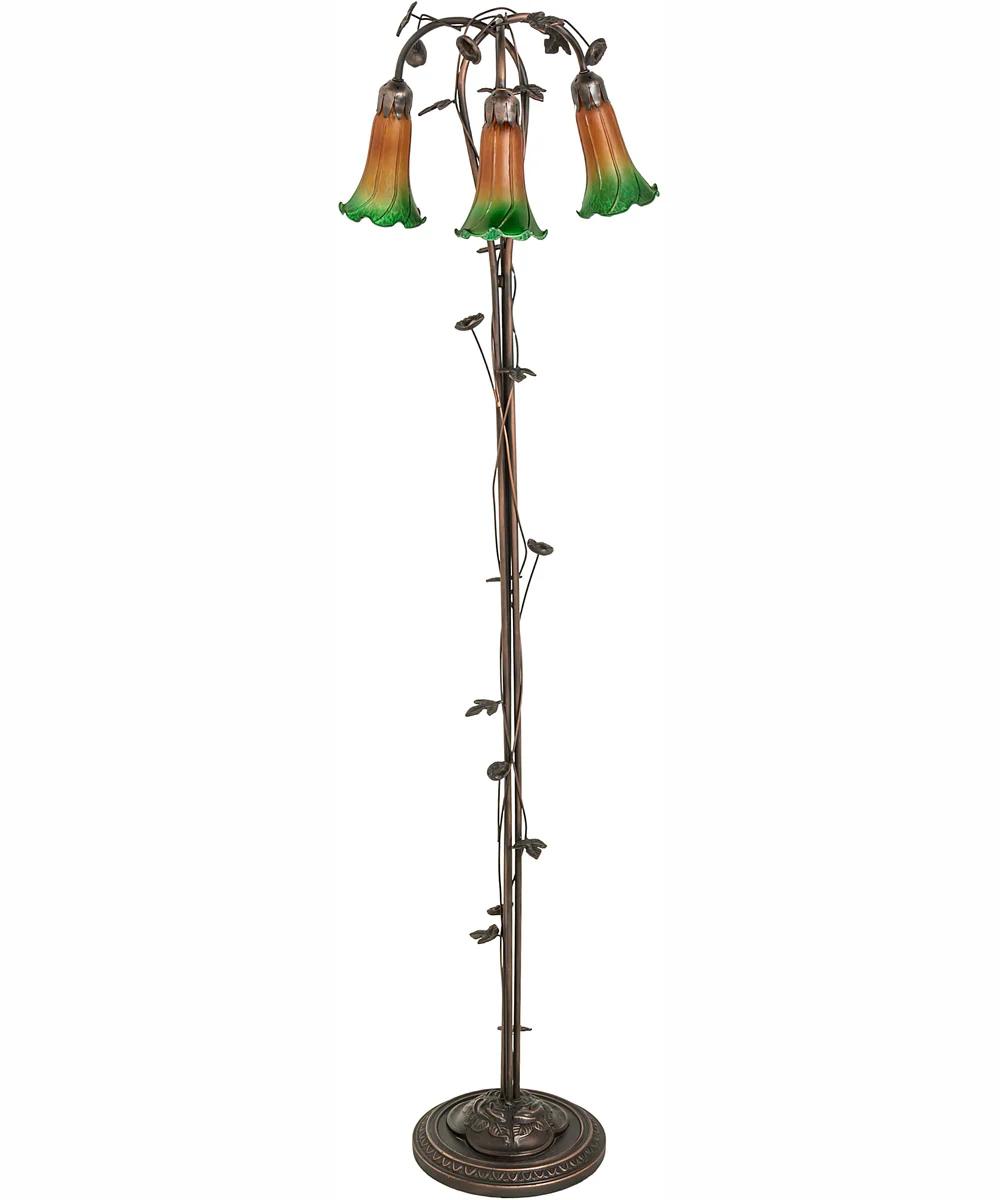 58" High Amber/Green 3 Light Floor Lamp - Image 3