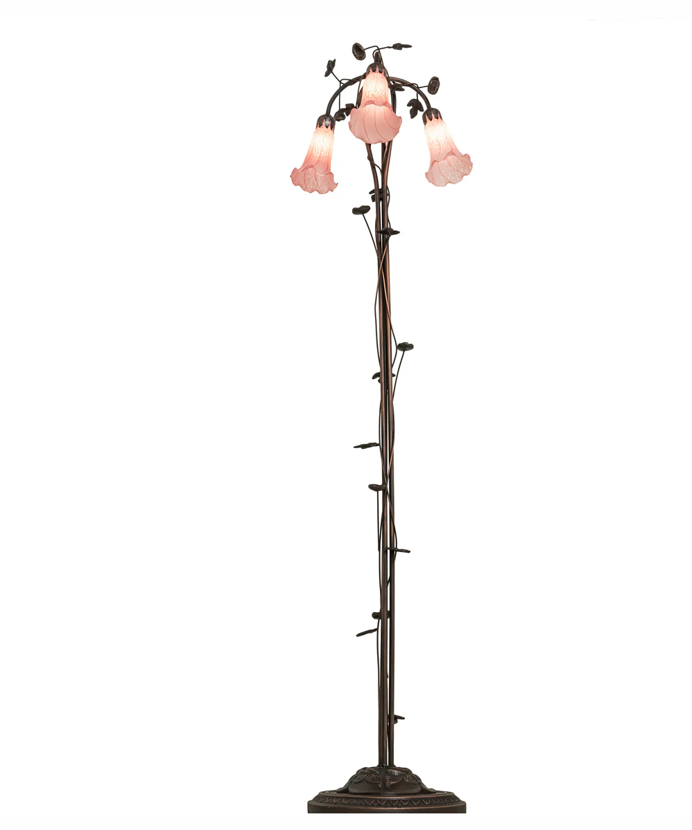 58" High Pink Tiffany Pond Lily 3 Light Floor Lamp - Image 5