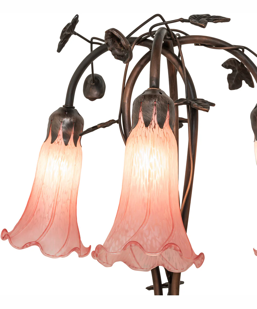 58" High Pink Tiffany Pond Lily 3 Light Floor Lamp - Image 7