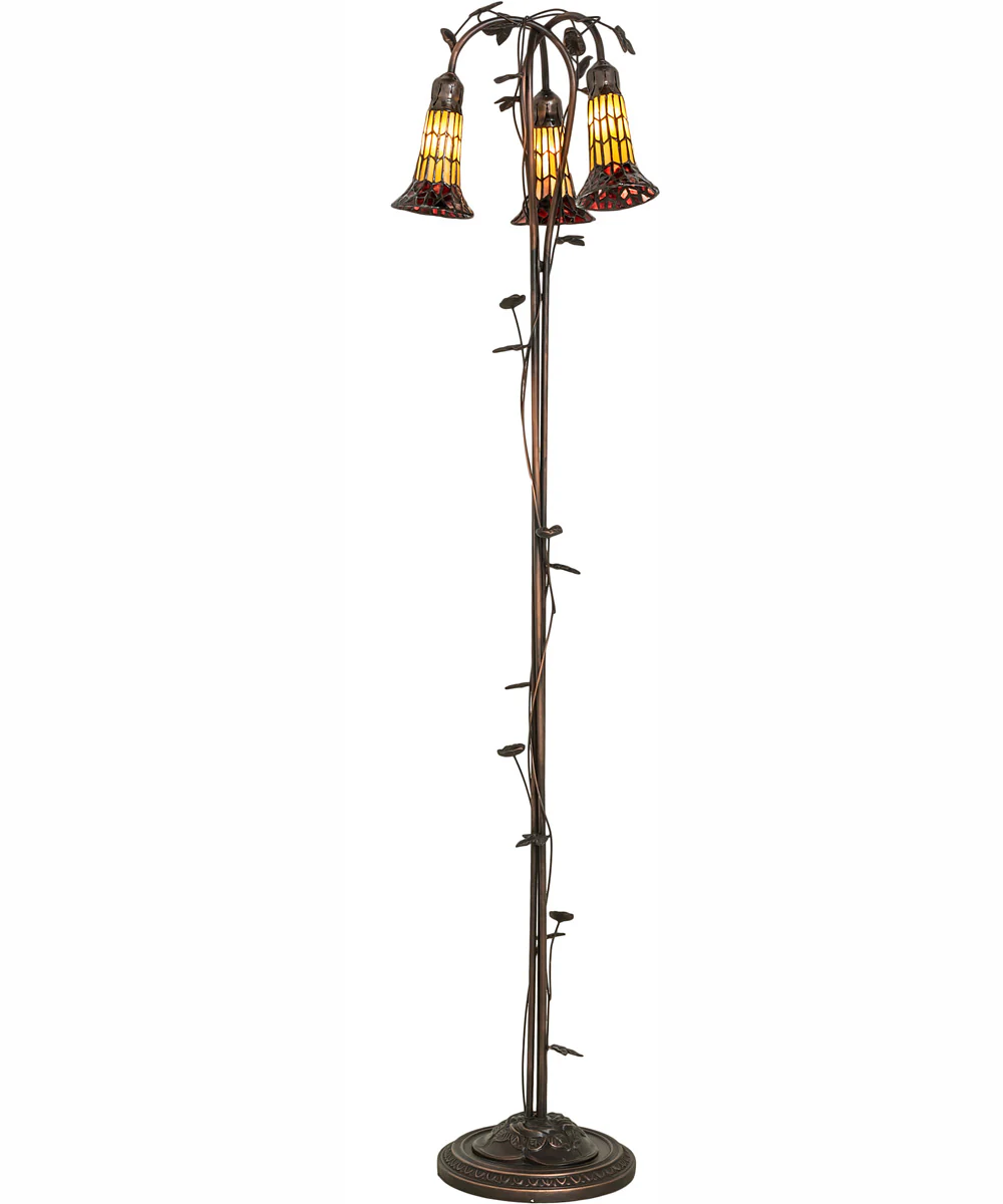 58" High Stained Glass Pond Lily 3 Light Floor Lamp - Image 7
