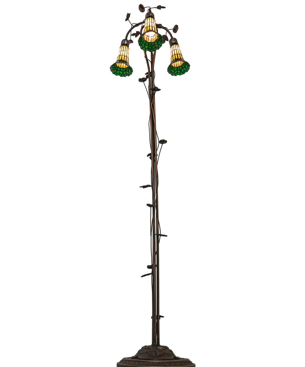 58" High Stained Glass Pond Lily 3 Light Floor Lamp - Image 6